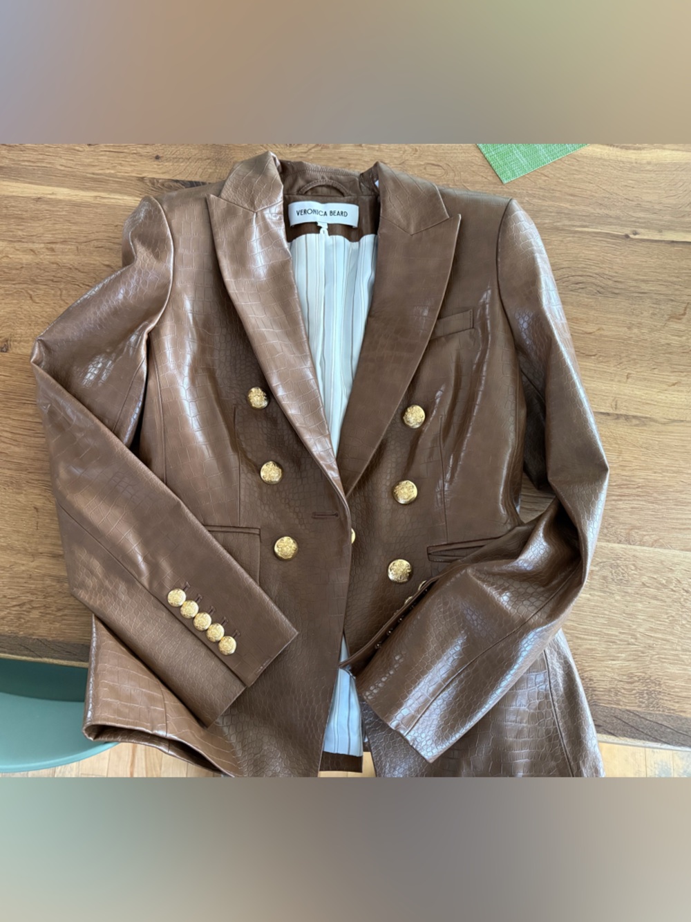 Lawrence Croc-Embossed Faux Leather Dickey Jacket by Veronica Beard